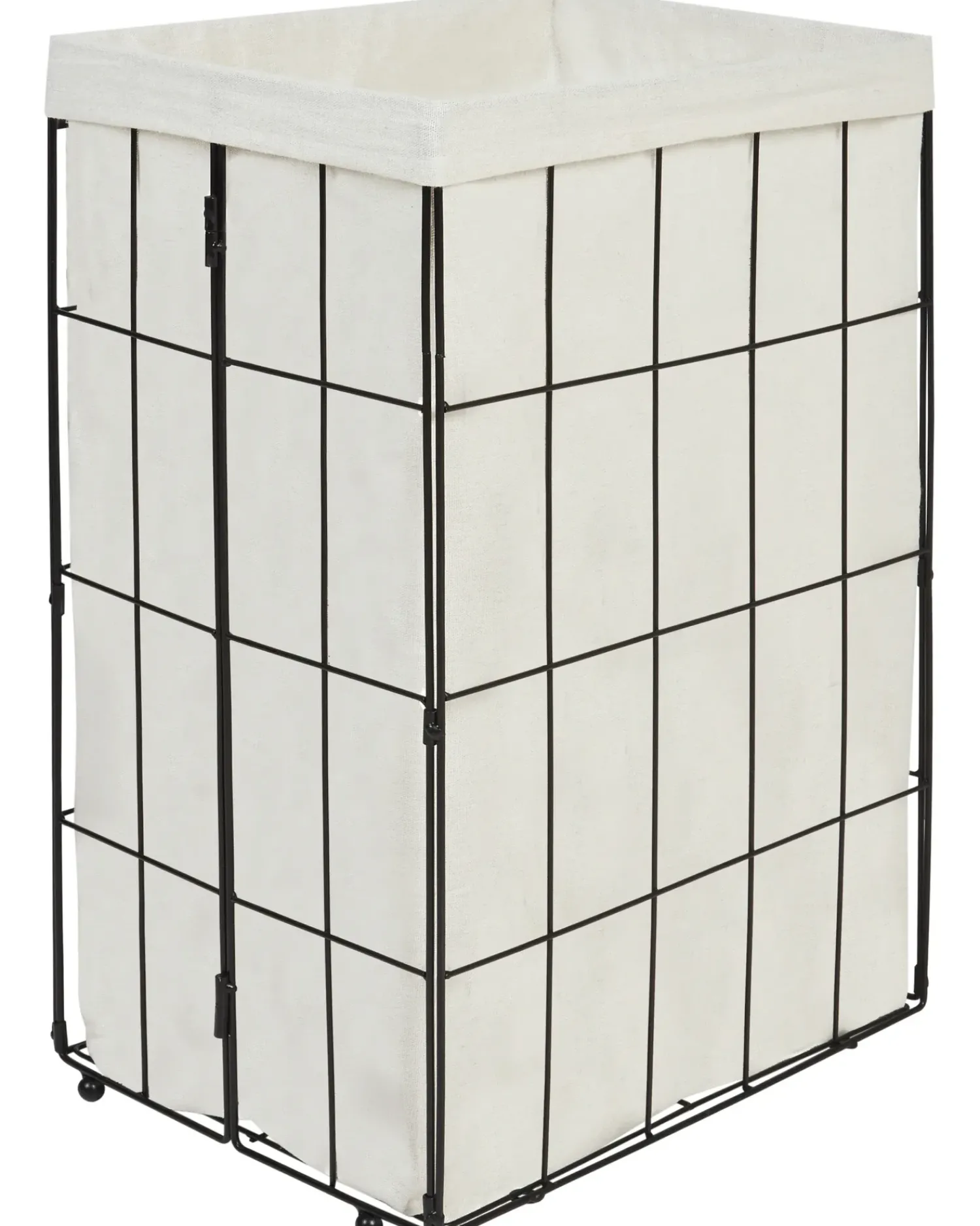 Beliani Cesto per la biancheria MIRISSA Metallo Nero 72 L Bianco Marrone Nero