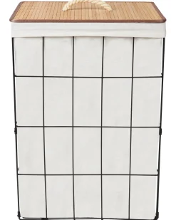 Beliani Cesto per la biancheria MIRISSA Metallo Nero 72 L Bianco Marrone Nero