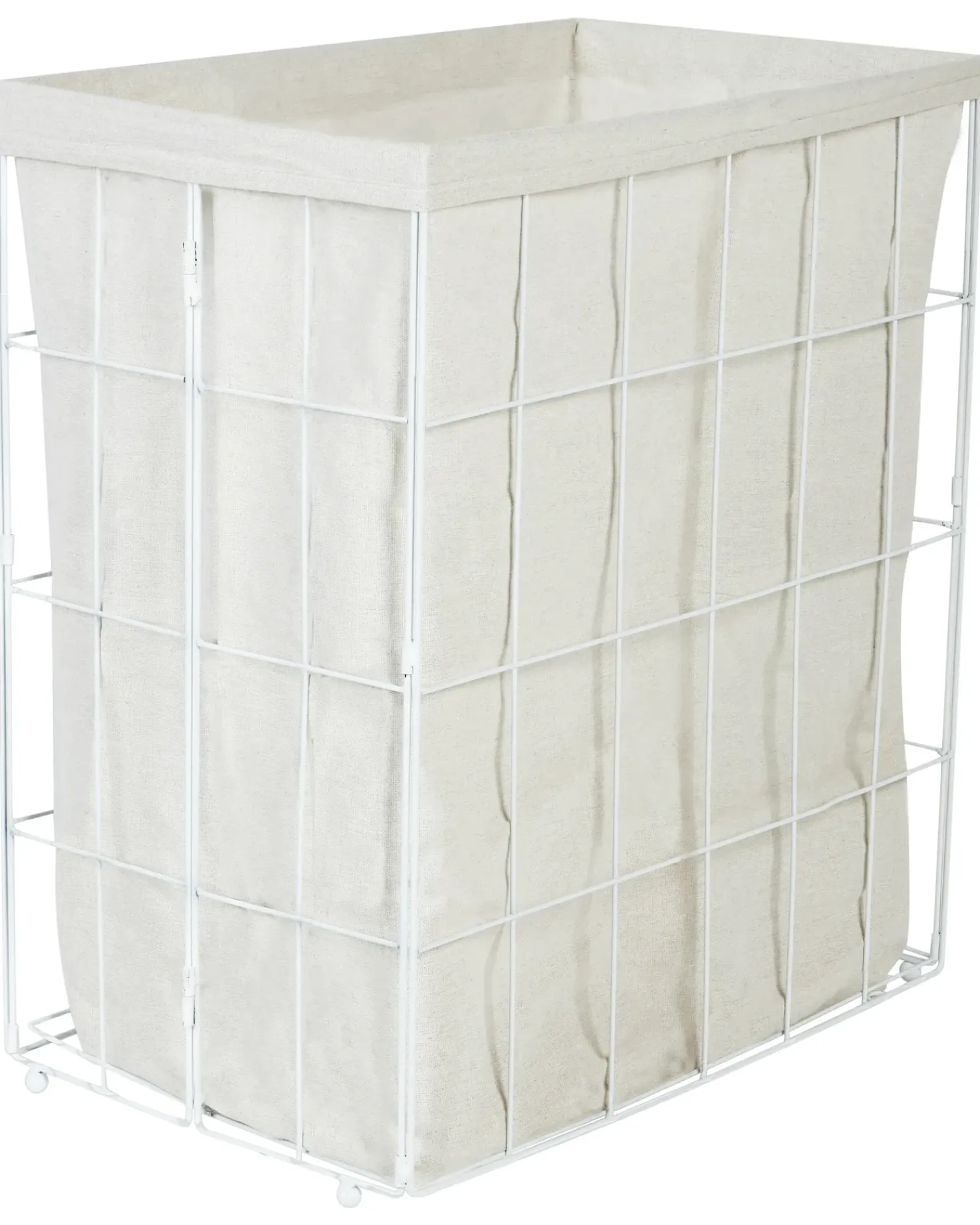 Hot Beliani Cesto per la biancheria MIRISSA Metallo Bianco 100 L Bianco Marrone