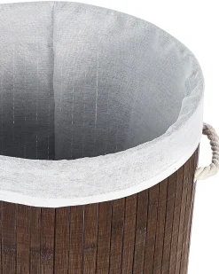 Sale Beliani Cesto per la biancheria SANNAR Bambù Marrone scuro 75 L Bianco Marrone