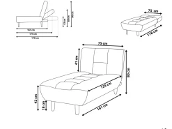 Chaise longue ALSTEN Tessuto Beige