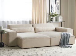 Chaise longue versione destra HELLNAR Velluto Beige chiaro