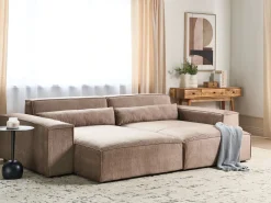 Chaise longue versione destra HELLNAR Tessuto Marrone chiaro