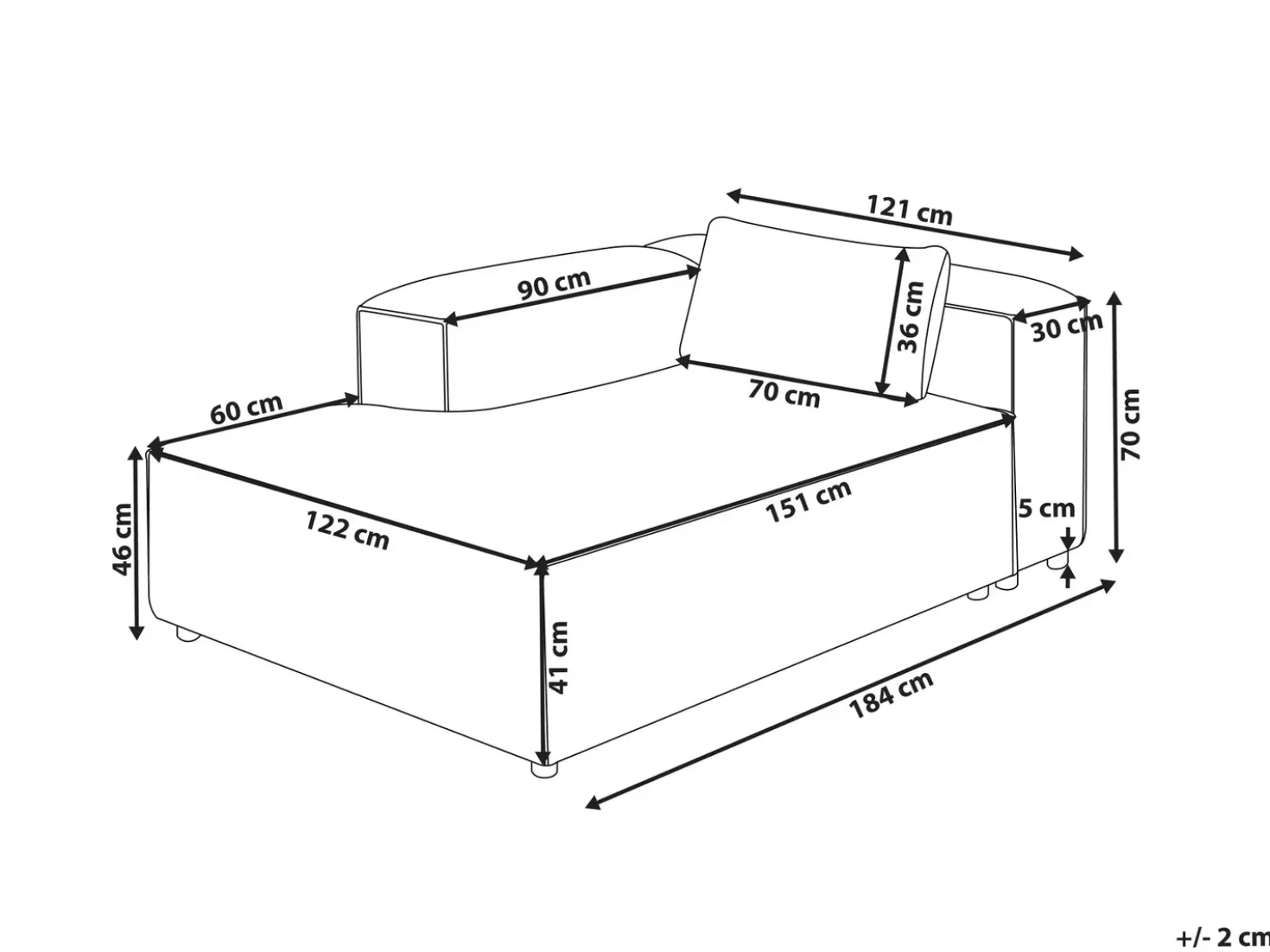 Chaise longue versione destra BRANDE Tessuto Nero