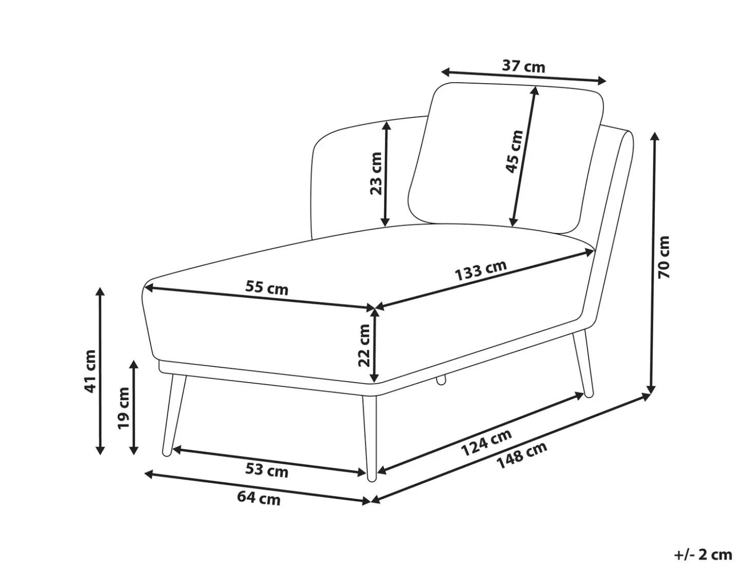 Chaise longue versione destra ARTHEZE Tessuto Blu