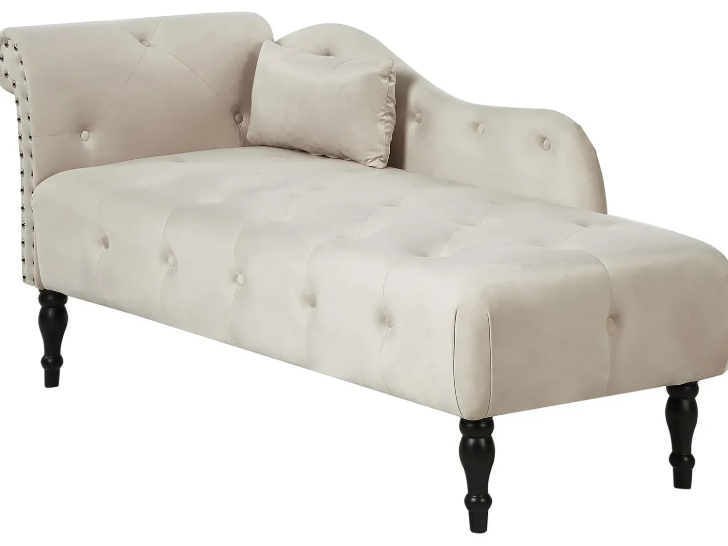 Chaise longue versione sinistra IVRY Velluto Beige chiaro