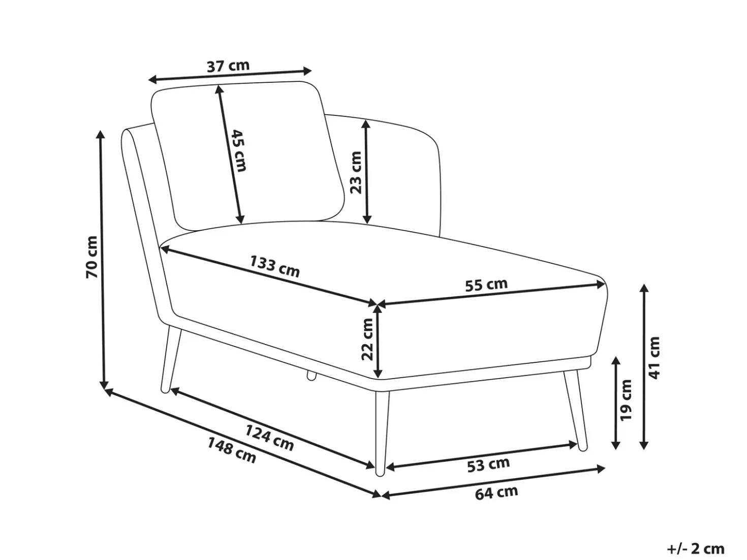Chaise longue versione sinistra ARTHEZE Tessuto Blu