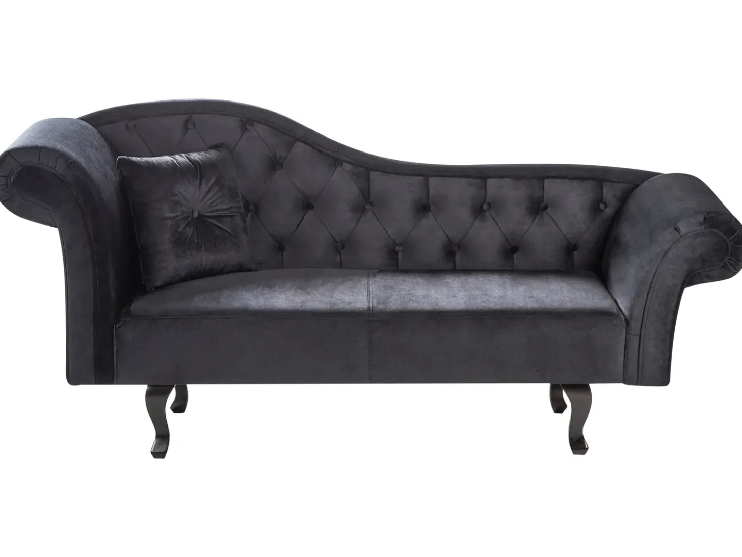 Chaise longue versione sinistra LATTES II Velluto Nero con cuscino