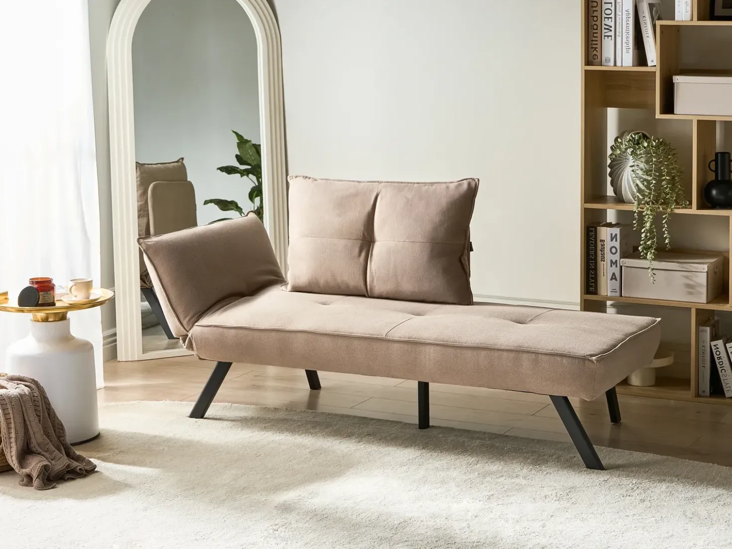 Chaise longue versione sinistra ROCAMADOUR Tessuto Tortora