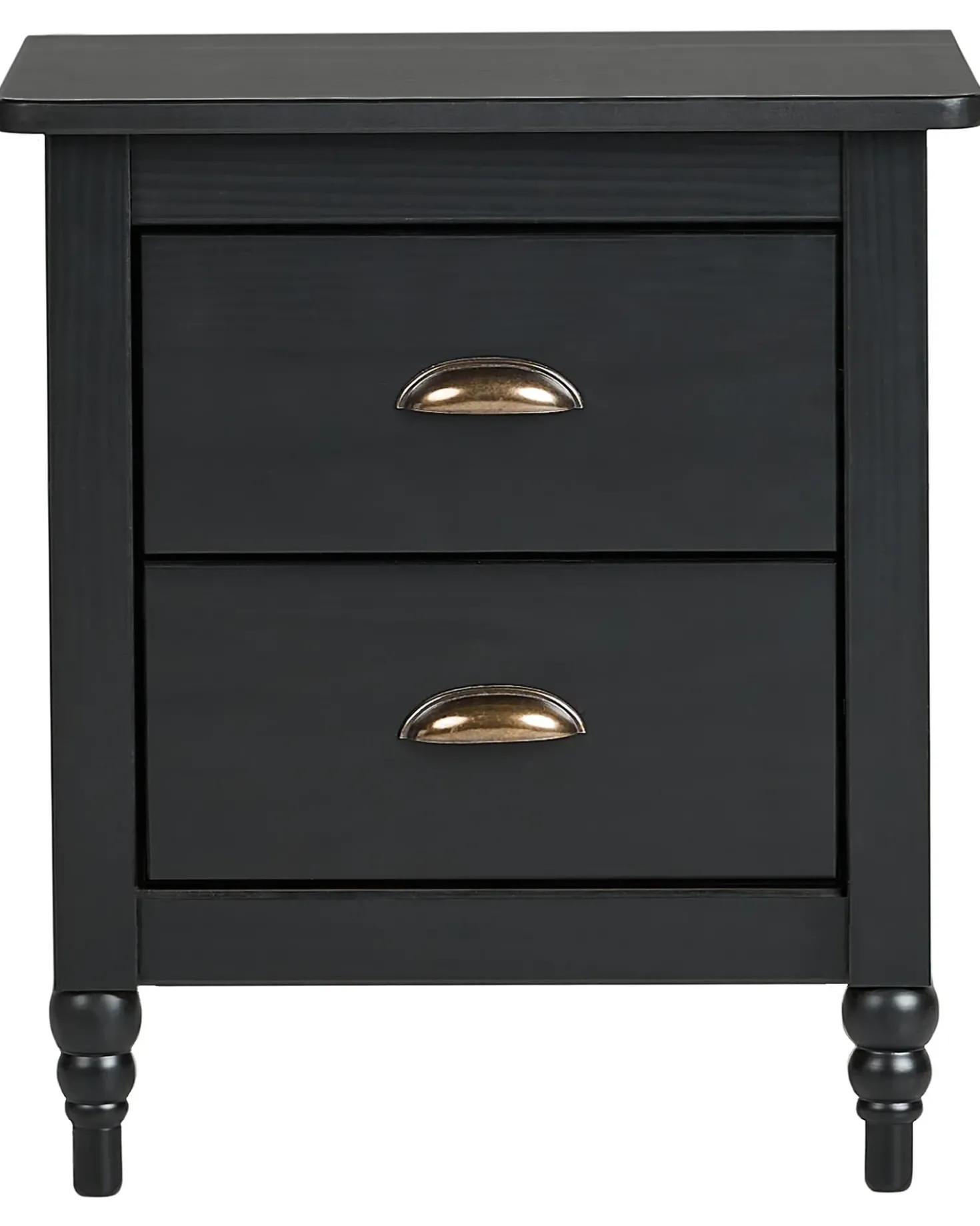 Comodino 2 cassetti SHILLINGTON Legno di pino Nero