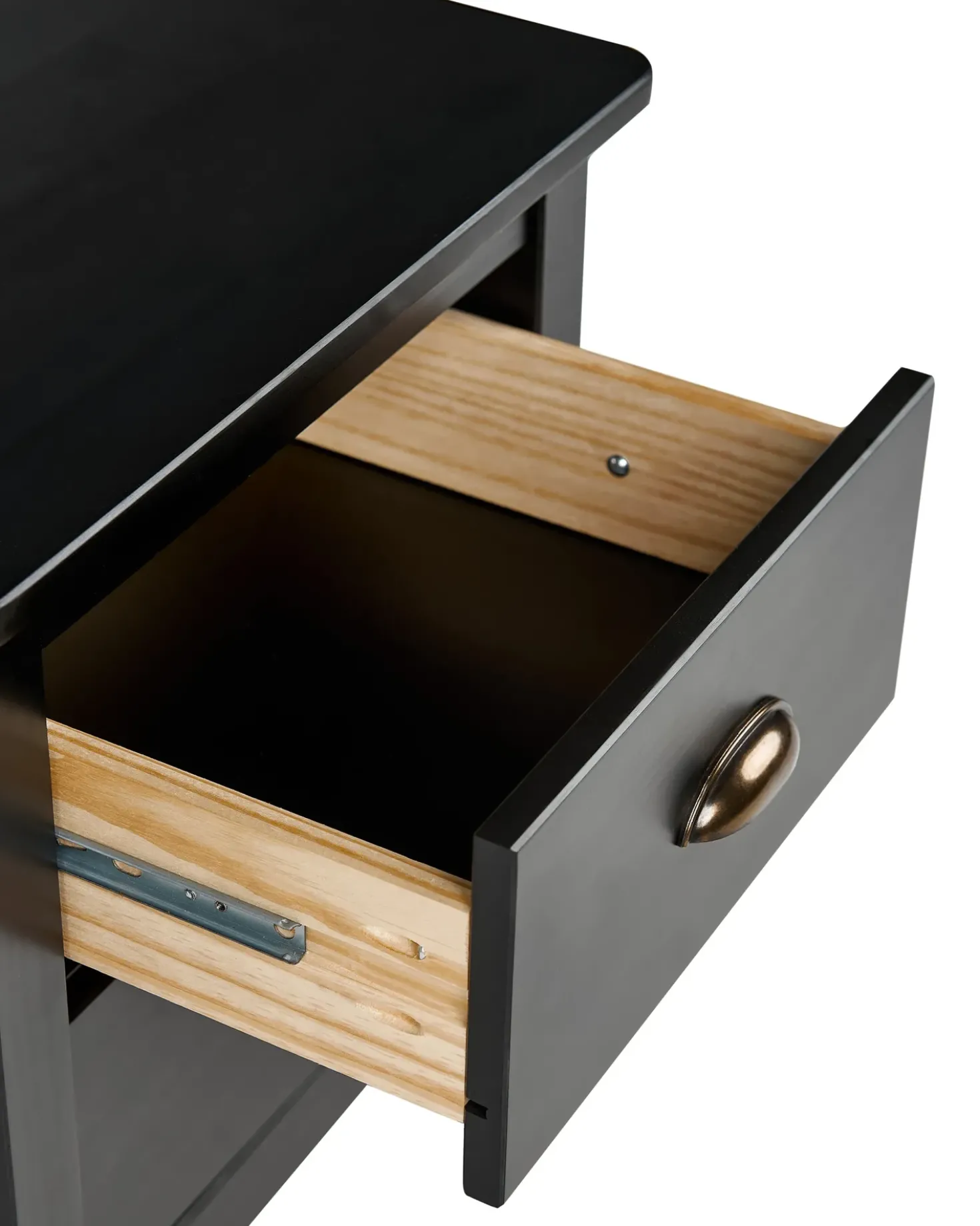 Comodino 2 cassetti SHILLINGTON Legno di pino Nero