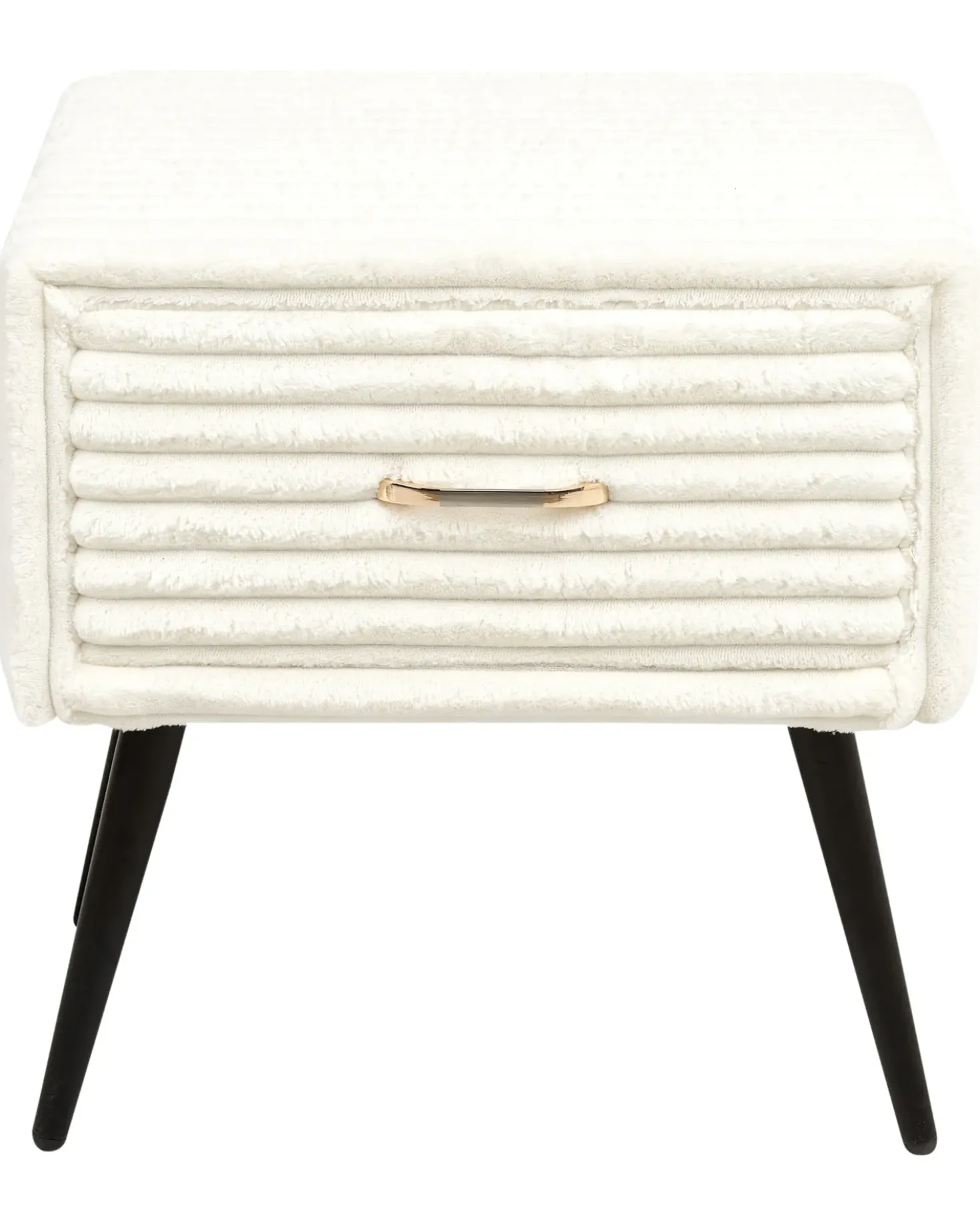 Comodino 1 cassetto FLAYAT Velluto a coste Bianco sporco