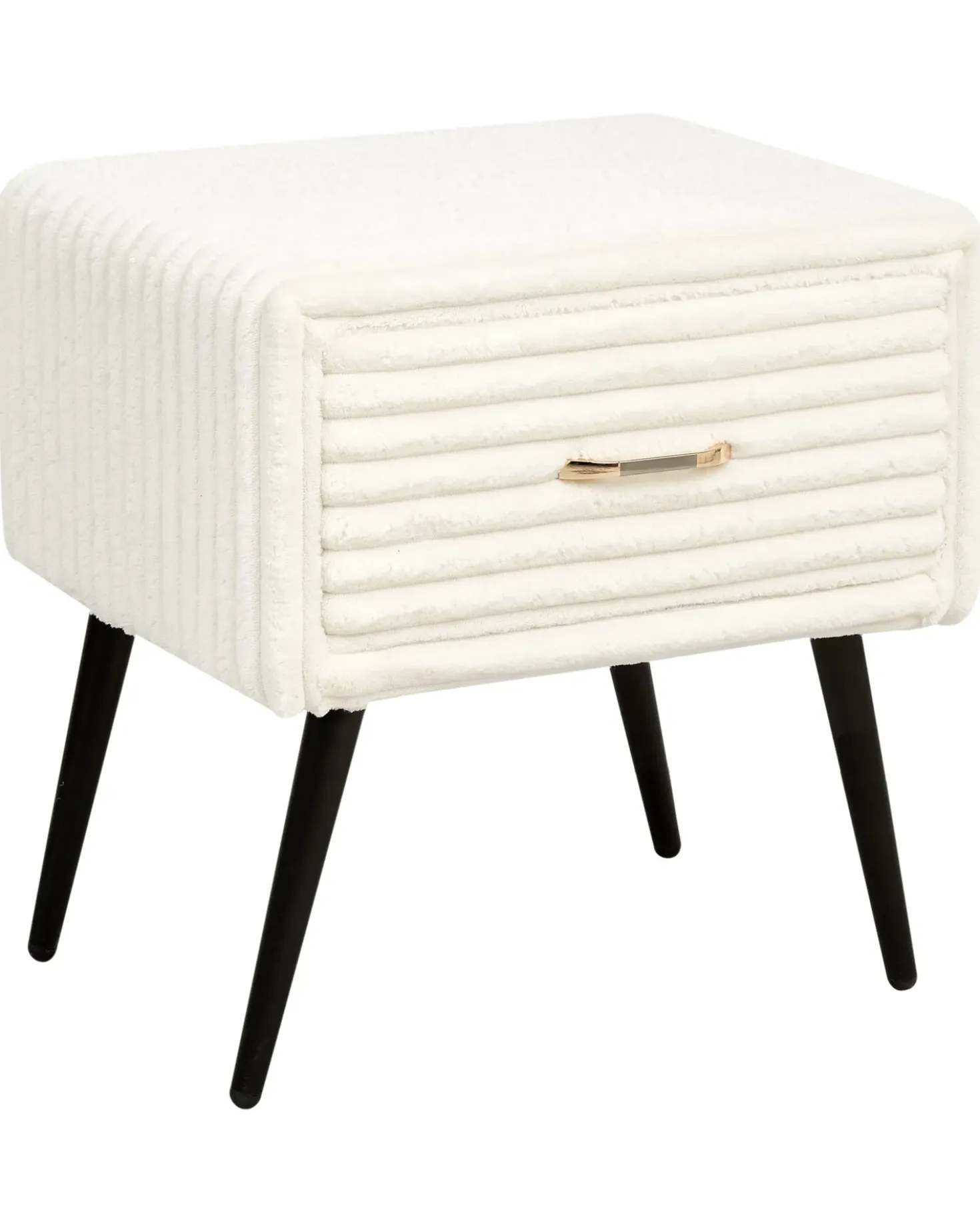 Comodino 1 cassetto FLAYAT Velluto a coste Bianco sporco