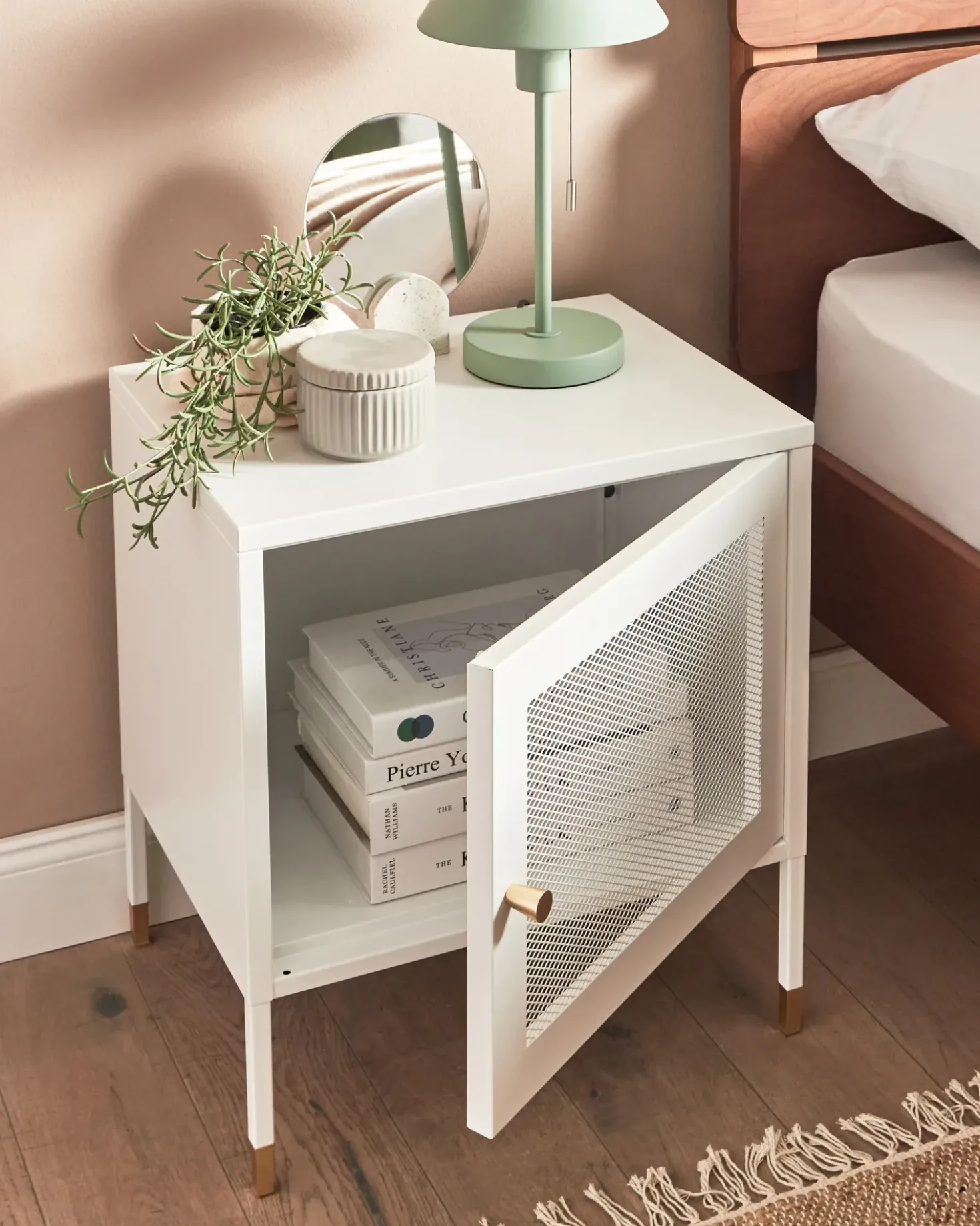 Comodino OSSETT Metallo Bianco