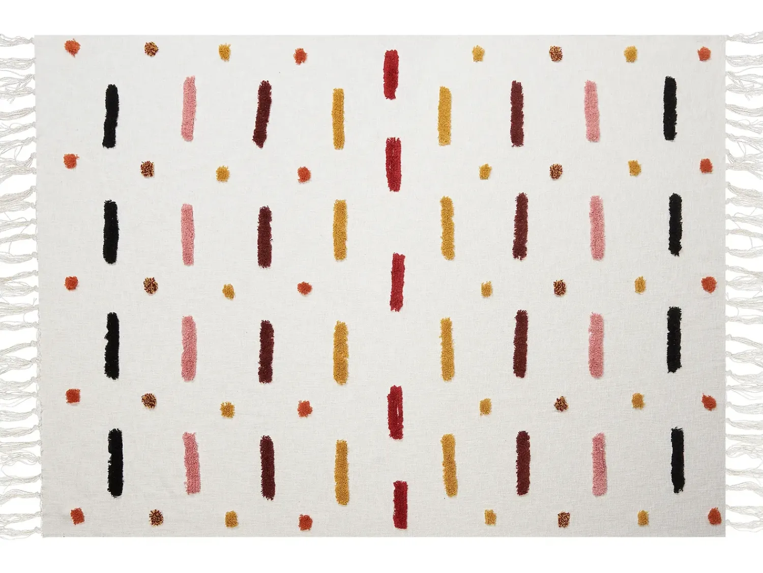Online Beliani Coperta ALAPPUZHA Cotone 130 x 180 cm Bianco Beige Giallo Marrone Nero Rosa Rosso Multicolore