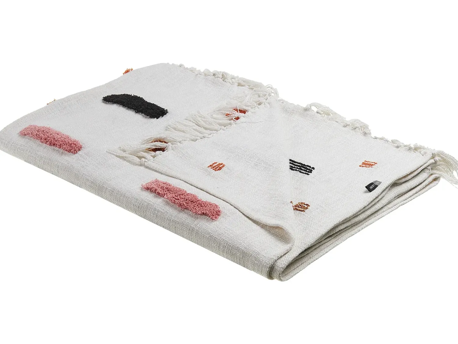 Online Beliani Coperta ALAPPUZHA Cotone 130 x 180 cm Bianco Beige Giallo Marrone Nero Rosa Rosso Multicolore