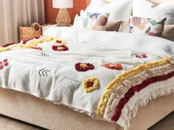 Best Beliani Coperta AMROHA Cotone 130 x 180 cm Multicolore Arancione Beige Giallo Rosso Multicolore