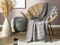 Discount Beliani Coperta ANAMUR Cotone 110 x 180 cm chiaro Grigio