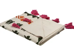 Discount Beliani Coperta ANAND Cotone 130 x 180 cm Multicolore Arancione Beige Nero Rosa Multicolore