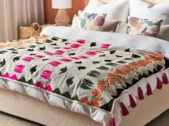Discount Beliani Coperta ANAND Cotone 130 x 180 cm Multicolore Arancione Beige Nero Rosa Multicolore