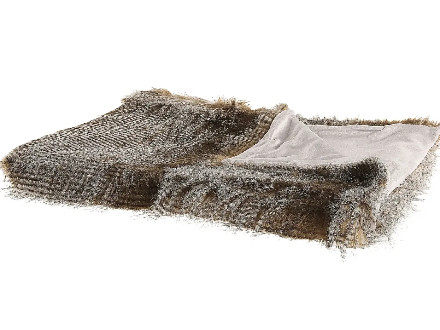 Beliani Coperta ASDAD Tessuto Marrone Bianco Marrone