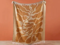 Hot Beliani Coperta BANGRE 130 x 170 cm Arancione Beige Arancione