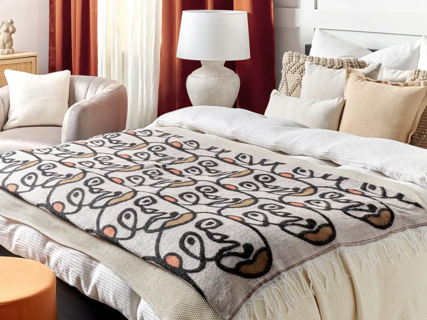 Hot Beliani Coperta BARBOT 130 x 170 cm Multicolore Marrone Nero Multicolore