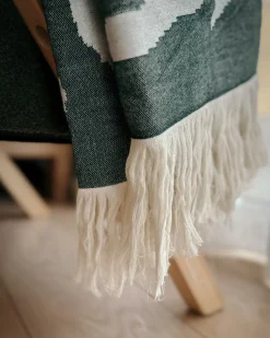 Outlet Beliani Coperta BARTAR Tessuto 130 x 170 cm Verde Bianco Verde