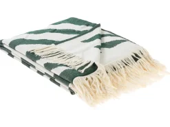 Outlet Beliani Coperta BARTAR Tessuto 130 x 170 cm Verde Bianco Verde