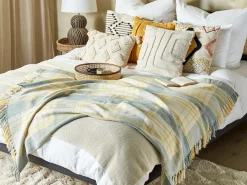 Best Beliani Coperta BETALI Cotone 125 x 150 cm Giallo Giallo Verde