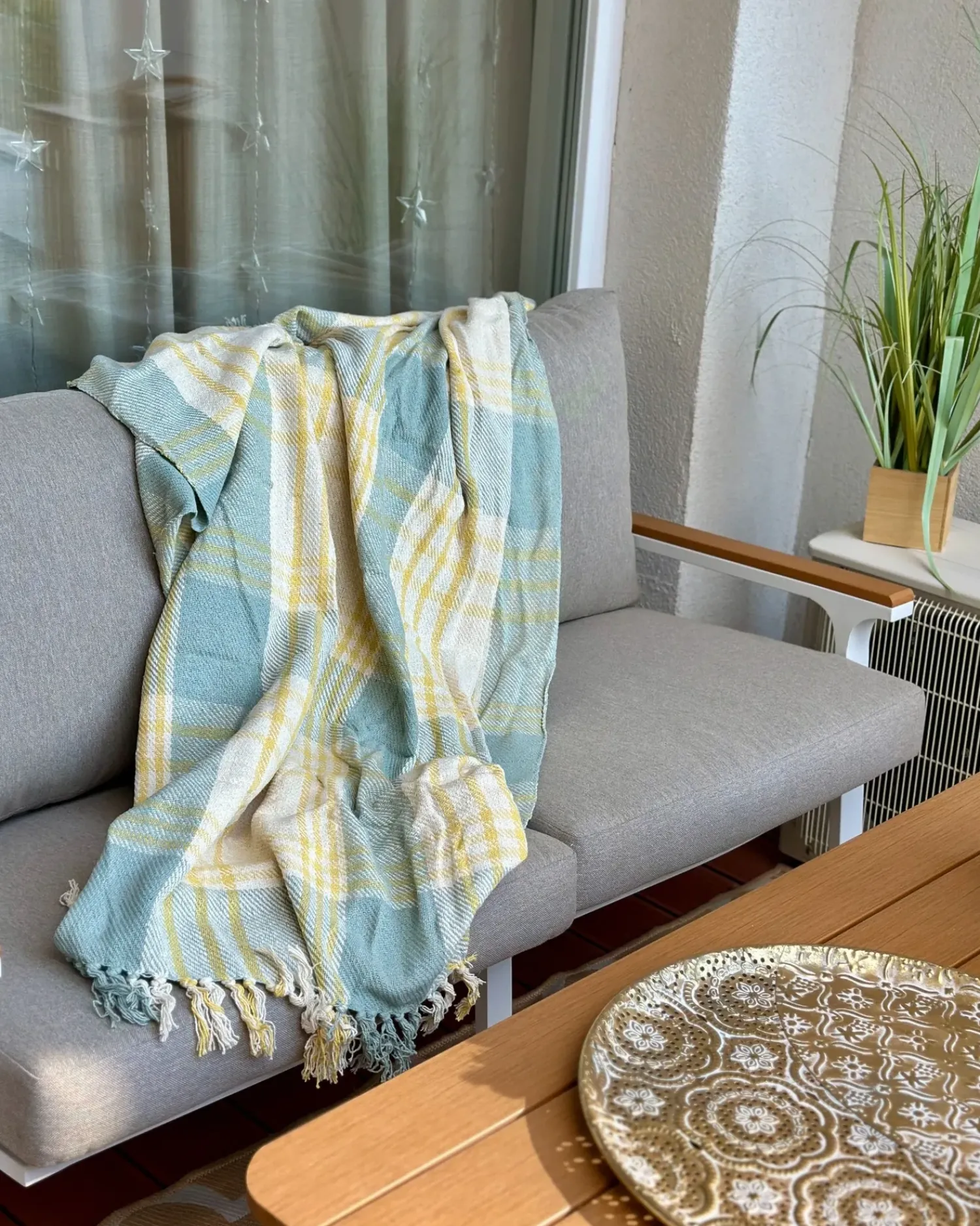 Best Beliani Coperta BETALI Cotone 125 x 150 cm Giallo Giallo Verde