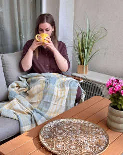 Best Beliani Coperta BETALI Cotone 125 x 150 cm Giallo Giallo Verde