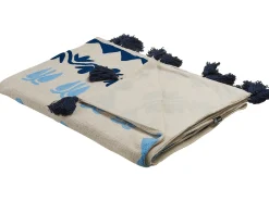 Best Beliani Coperta BHIND Cotone 130 x 180 cm Beige Beige Blu