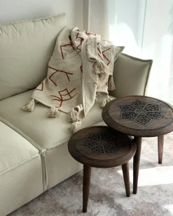 Beliani Coperta BHIWANI Cotone 130 x 180 cm Beige Beige Rosso