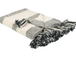 Online Beliani Coperta CAYIR Cotone 130 x 170 cm Beige Beige Nero