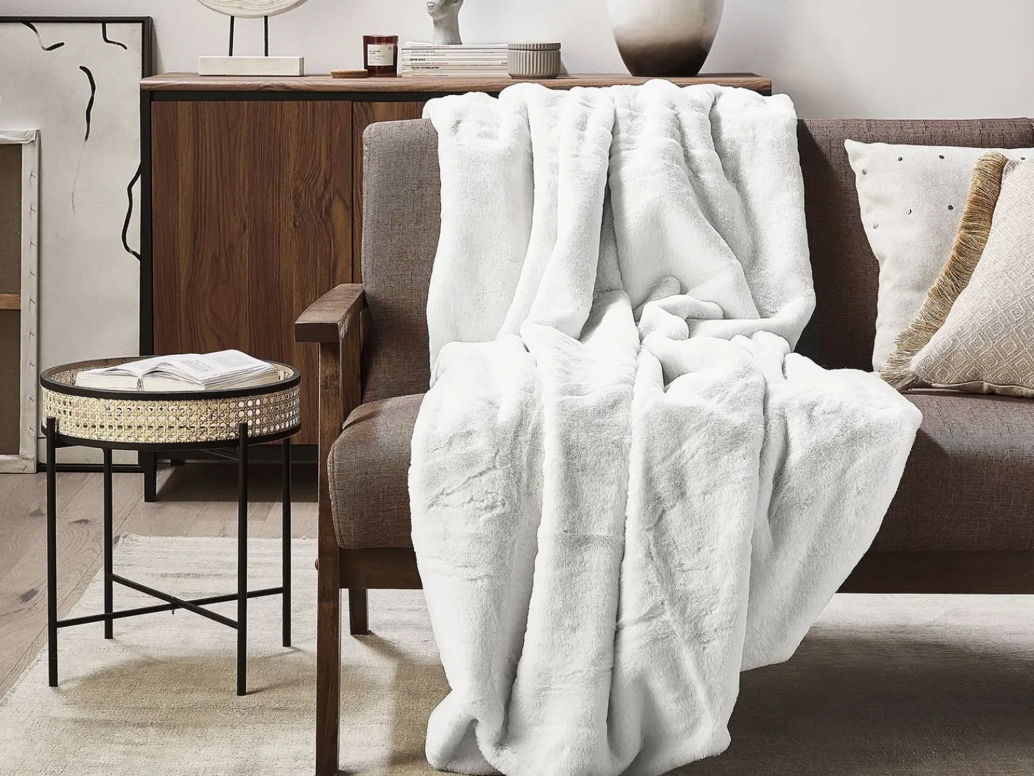Clearance Beliani Coperta CHAAB sporco Bianco