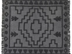 Sale Beliani Coperta CHACK Cotone Grigio scuro Grigio Nero