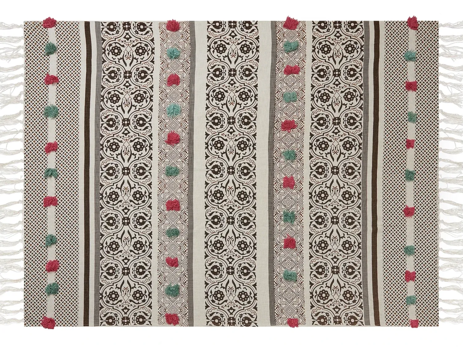Online Beliani Coperta CHINSURAH Cotone 130 x 180 cm Marrone Beige Rosa Verde Marrone