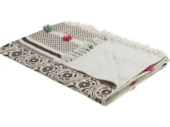 Online Beliani Coperta CHINSURAH Cotone 130 x 180 cm Marrone Beige Rosa Verde Marrone