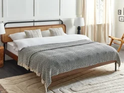 Clearance Beliani Coperta CHYAMA Cotone Nero Bianco Nero