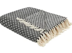 Clearance Beliani Coperta CHYAMA Cotone Nero Bianco Nero
