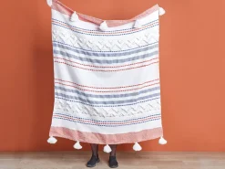 Discount Beliani Coperta CUBUK 130 x 150 cm Multicolore Bianco Blu Rosso Multicolore