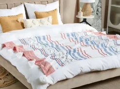 Discount Beliani Coperta CUBUK 130 x 150 cm Multicolore Bianco Blu Rosso Multicolore