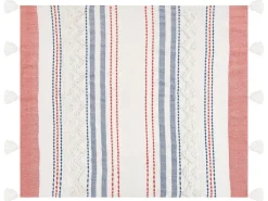 Discount Beliani Coperta CUBUK 130 x 150 cm Multicolore Bianco Blu Rosso Multicolore