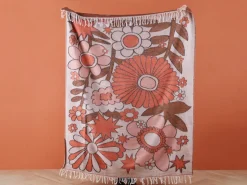 Outlet Beliani Coperta DARAU 130 x 170 cm Multicolore Beige Marrone Rosa Multicolore