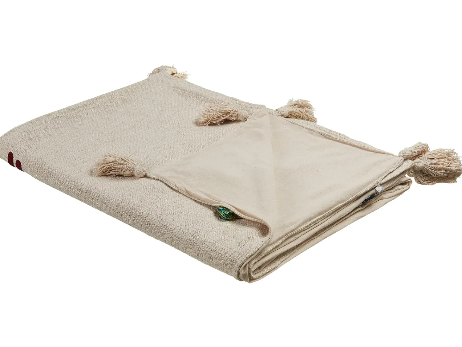 Clearance Beliani Coperta DEOGHAR Cotone 130 x 180 cm Beige Bianco Beige Marrone