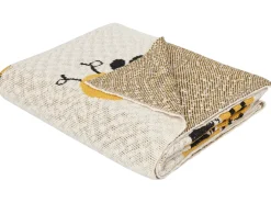 Discount Beliani Coperta DRAGAN Cotone 130 x 170 cm Beige chiaro Beige Giallo Nero