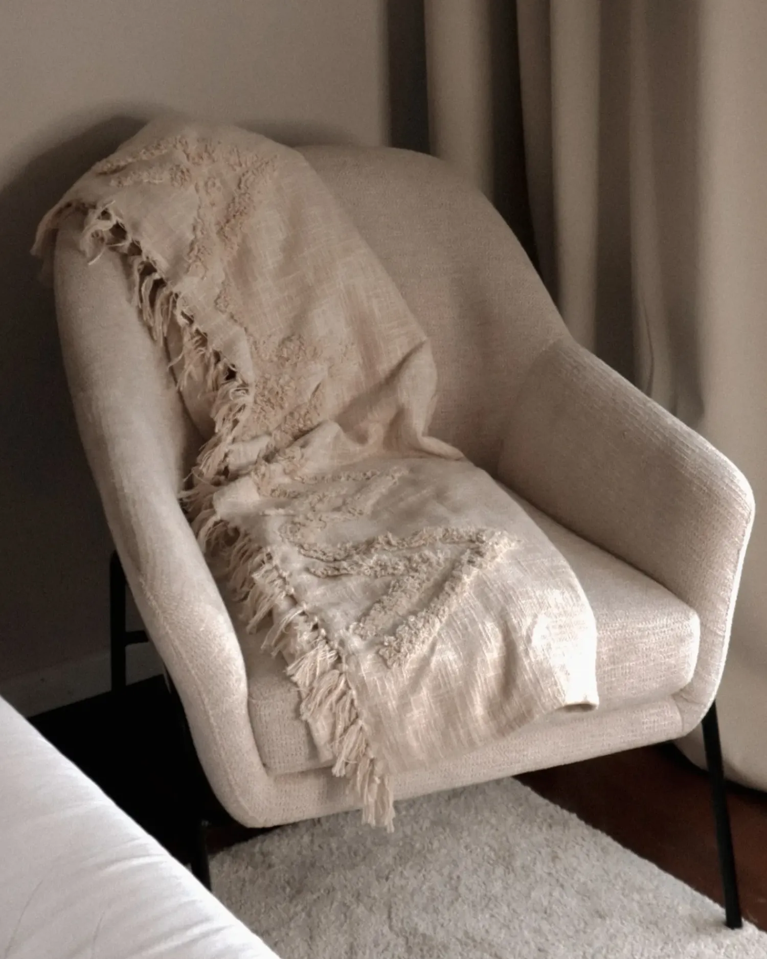 Beliani Coperta FATEHPUR Cotone 130 x 180 cm Beige