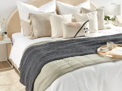 Clearance Beliani Coperta FETHIYE Cotone 140 x 170 cm scuro Grigio
