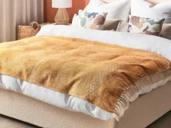 Outlet Beliani Coperta FIROZABAD Cotone 130 x 180 cm Arancione Beige Giallo